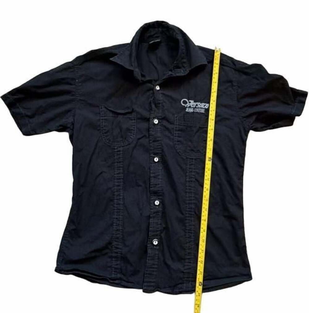 Versace Classic Jeans Couture Black Short Sleeve Button-Up Shirt Size L